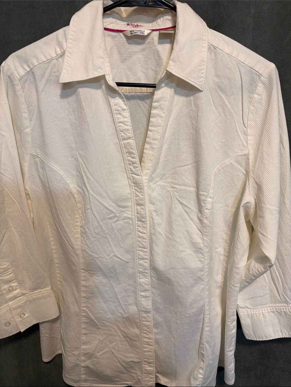 Riders by Lee Cream Button-Down Shirt with Point Collar